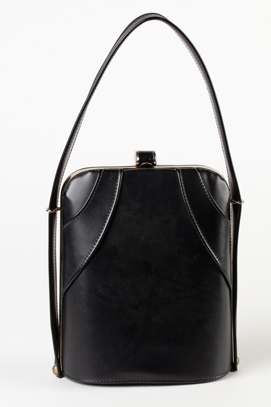 Handbag, Stiff Black; Strandbags; 1960-1970; WY.0000.260 on NZ Museums
