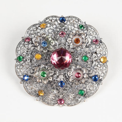 Brooch, Filigree with Stones; Unknown maker; 1938-1939; WY.2008.4.1.4
