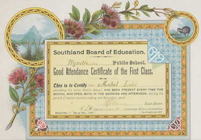 Certificate, Good Attendance; Unknown printer; 20.12.1905; WY.2006.10.1