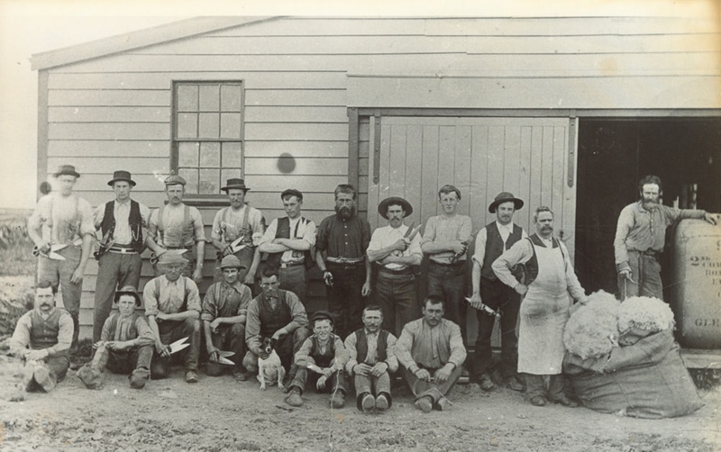Photograph, Shearing Gang at Glenham Station; Unknown photographer; 18901900; W... eHive