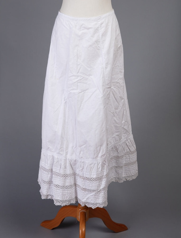 Petticoat, White Cotton with Deep Lace Frill; Unknown maker; 1900