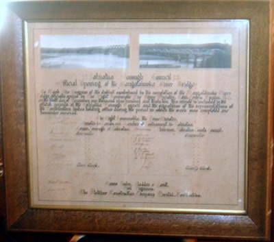 Framed Document - Official opening of the Mangatainoka River Bridge 1932; 1932; 1999-2566-1 