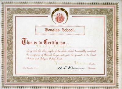 School Certificate of Achievement, 1914; 1914; 2004-052-001