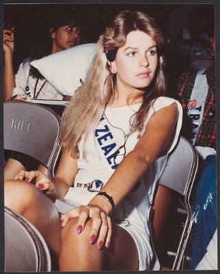 Lorraine Downes, Miss New Zealand 1983 at the Miss Universe 1983 pageant; Unknown; Circa 1983 