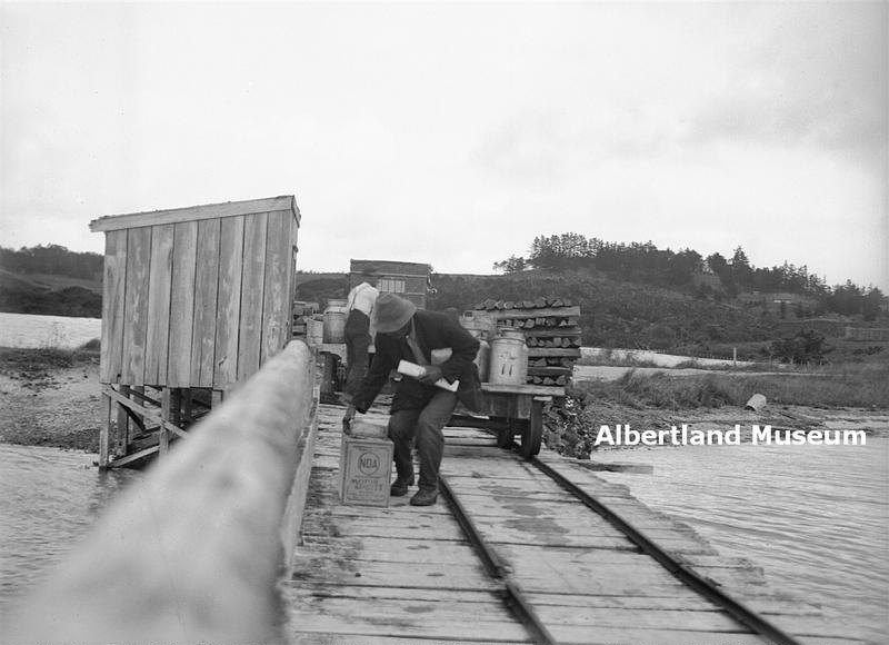 At the Port Albert wharf; 2004.2.98.1196 Albertland and Districts Museum Inc on NZMuseums