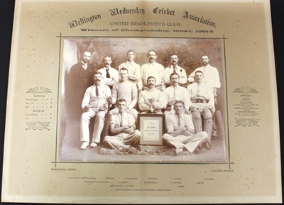 Photograph of the United Tradesmen's Club winners of the Wellington Wednesday Cricket Association championships, 1900-1902 image item