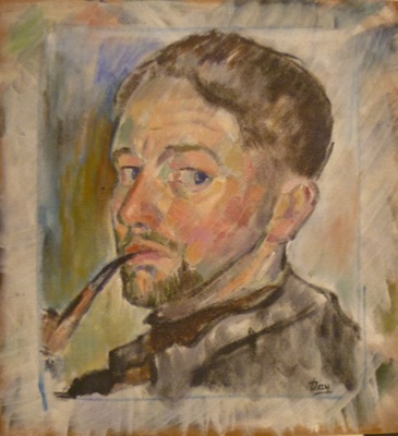 Self Portrait with Beard & Pipe c1949-50; Melvin Day; c. 1949-50; 2015.008