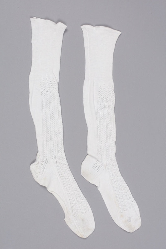 Socks, White cotton; Unknown maker; 19201930; RI.CL98.180 eHive