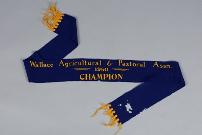 Show ribbon, Wallace Agricultural & Pastoral Assn. Champion 1950; Unknown maker; 1949-1950; RI.W2014.3576.6
