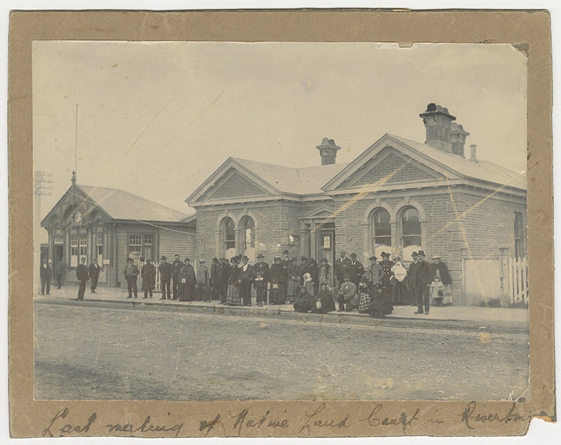 Photograph, Possibly the last meeting of the Native Land Court in Riverton