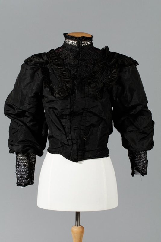 Bodice, Black silk and lace; England, Ann (nee Ashley); 1880-1890; RI ...