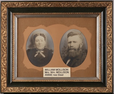 Framed photograph, Portraits of William and Annie Mollison; Unknown photographer; 1870-1890; RI.FW2021.163