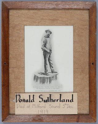 Framed photograph, Donald Sutherland; Muir, Thomas Mintaro Bailey; 1900-1919; RI.FW2021.469