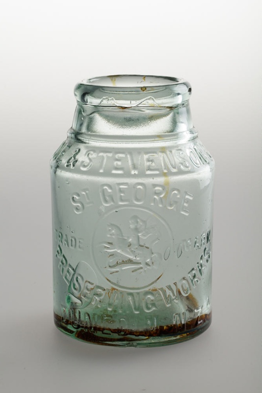 Jar, Glass, Jam; Irvine & Stevenson's Jams; 18501950; RI.W2001.610 on