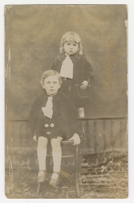 Photographic postcard, Two unidentified children. image item
