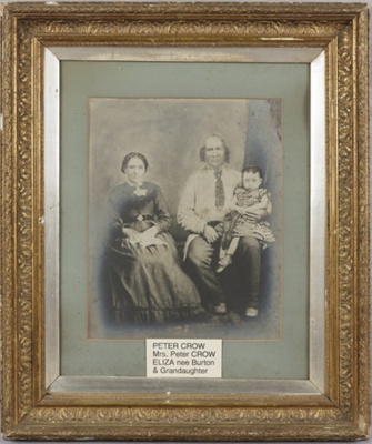 Framed photograph, Studio portrait of Peter and Eliza Crow with their niece; Unknown photographer; 1870-1900; RI.FW2021.274
