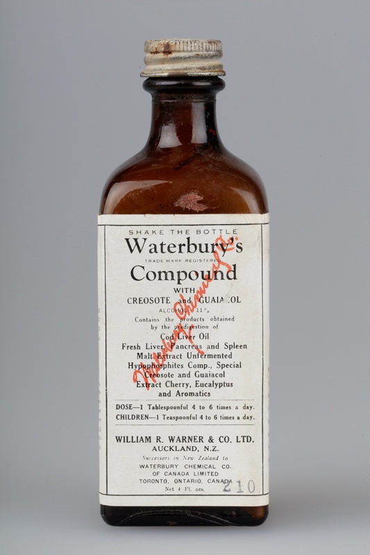 Bottle, Medication, Waterbury's Compound; William R. Warner & Co. Ltd