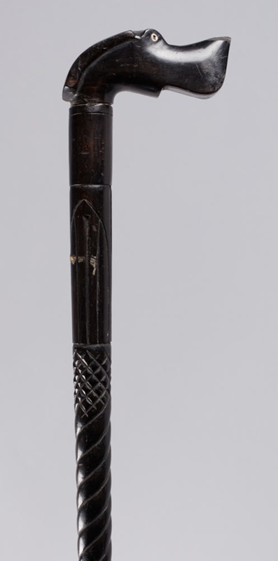 Cane, Carved ebony with dog's head; Unknown maker; 1850-1950; RI.W2005 ...