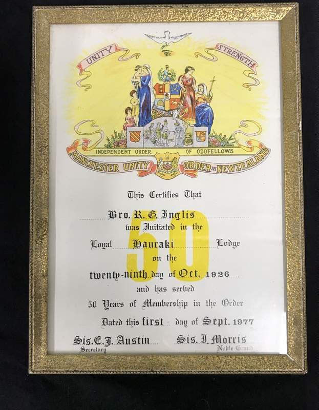 Certificate Lodge, Bro R G Inglis