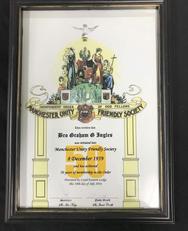 Certificate Lodge, Bro Graham G Inglis