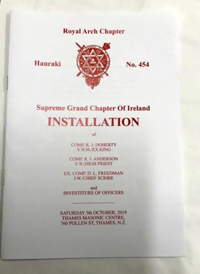 Book, Royal Arch Chapter Hauraki No 454; Royal Arch Chapter; 2021.090. ...