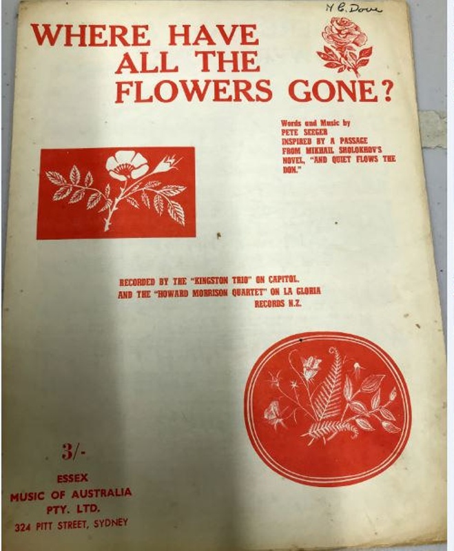 Sheet Music, Where have all the flowers gone?; Howard Morrison Quartet; 2021.270... on NZ Museums