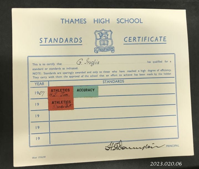 Certificate School Standards Thames High School 1957 2023 020 06 