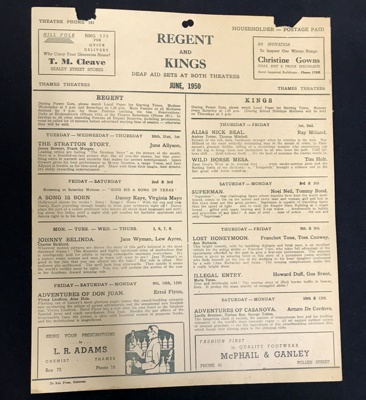 Programme, Thames Theatres; Thames Theatres; 1950; 2022.052.06