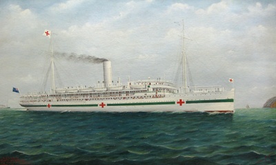 Painting, Hospital Ship Marama off Sinclair Head, Wellington; Frank Barnes ; 1915; 1972.1.2