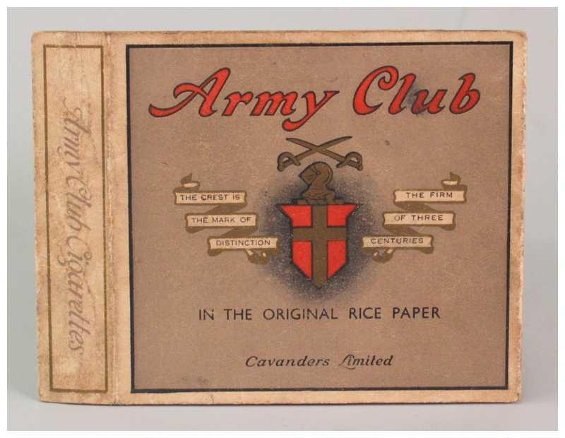 cigarette club Army Club cigarette packet; Cavanders Ltd (estab. 1775, closed 1961);  1940s; 202