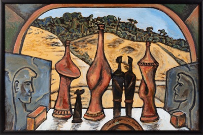 Painting, 'Three Pots for Pahia'; Brown, Nigel; 2009; NZC.15.002