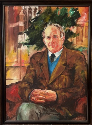 EH2024.017 Portrait in Oils of Headmaster T U Wells by OB JSC Payton in 1980 image item