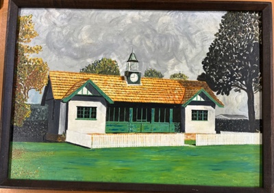 EH2024.027 Painting in Oils of the WCS Cricket Pavilion by Old Boy Peter A London image item