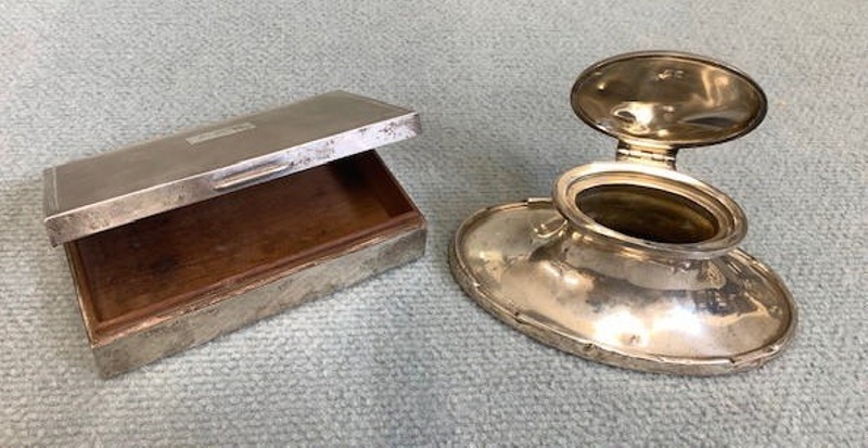 Inkwell and Cigarette Box of Sir Arthur Porritt WCS 1914-18