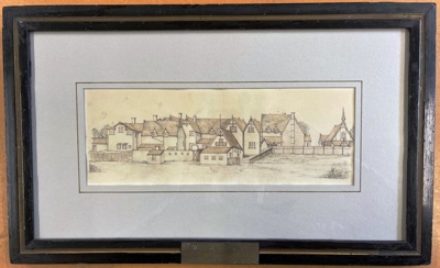 EH2025.005 A water colour painting of Old School as viewed from the rear in 1880s by William Marris image item