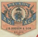 Nelson Celebrated A.K. Brilliant Ale. Brewed & Bottled by J.R. Dodson & Son, Nelson Brewery, Nelson, N.Z., circa 1945, AG 83