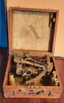 Boxed 19th Century Sextant, Patent Log & Fittings image item