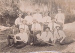 Photo: 1903-4 Russell cricket team. Back row: Horace Williams, Jack Williams, Sim Williams, Edgar Webb, Willie Baker. Middle row: WC Anderson, coach Bob Williams, Mattie Whitelaw, Willie Cook. Front row: Edgar Florance, Sid Irving, Ed Darby; 03/104