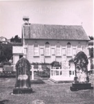 Photo: Christ Church and graveyard with Hazard grave in the centre, c1950's; 97/1115