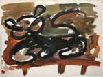 Painting: Reclining Cat (2); Pauline Kahurangi Yearbury; 11/103