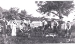 Photo: Sailors from HMS Encounter cleaning up churchyard at Russell; 97/1140