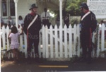 Photo: Police in replica 1840 uniform at unveiling of plaque to mark 150 years of policing in Russell, 1990; 90/19/4 Photo: Police in replica 1840 uniform at unveiling of plaque to mark 150 years of policing in Russell, 1990; 90/19/4