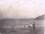 Photo: Long Beach with family in foreground, c1914; 97/891