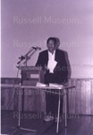 Photo: Richard Reti speaking at the commemoration of the Battle of Kororareka, 1995; 98/384/22