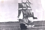 Photo: "Endeavour" model sailing in Auckland harbour 1969; 97/614