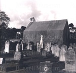 Photo: Christ Church, Russell, enveloped in plastic for borer treatment, 1976; 97/1132