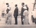 Photo: Lord and Lady Bledisloe on Russell wharf steps; 97/679