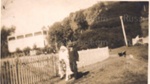 Photo: The bride, Mrs. Edmond Lane, walking to old Russell church.; 97/795