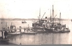 Photo: "Clansman" and launches at Russell wharf, c1918; 97/621