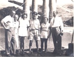 Photo: Les Blomfield, captain of "Avalon" with Gordon and Kathleen Hassall, prop of Otehei Bay with three anglers.; 97/652